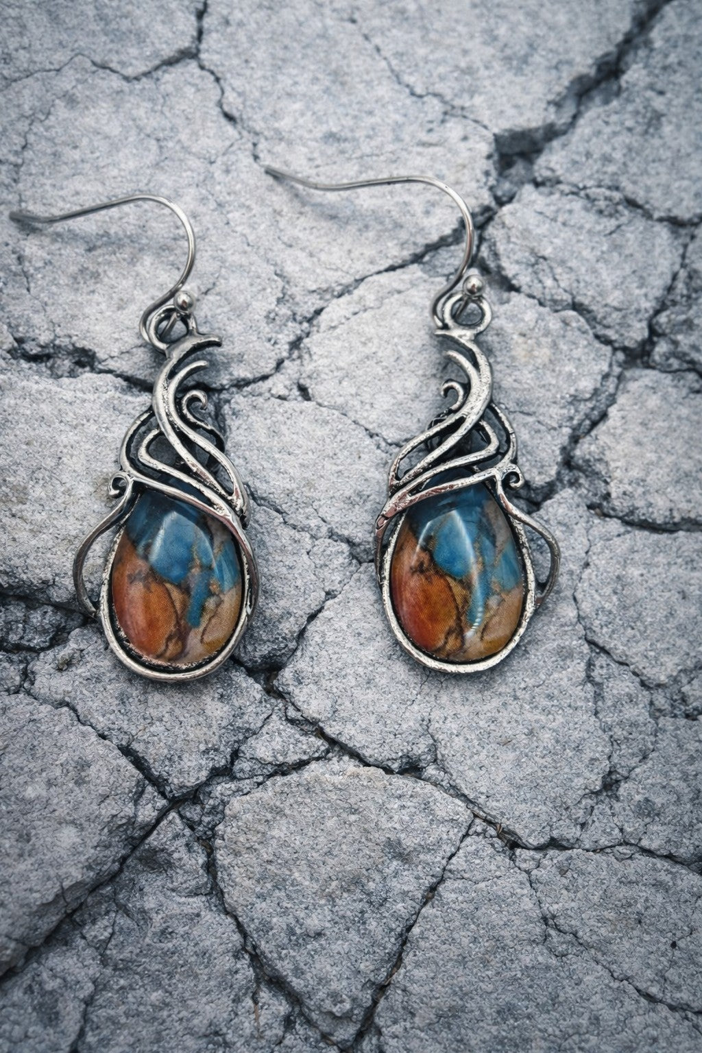 Bohemian Style Alloy Resin Dangle Earrings