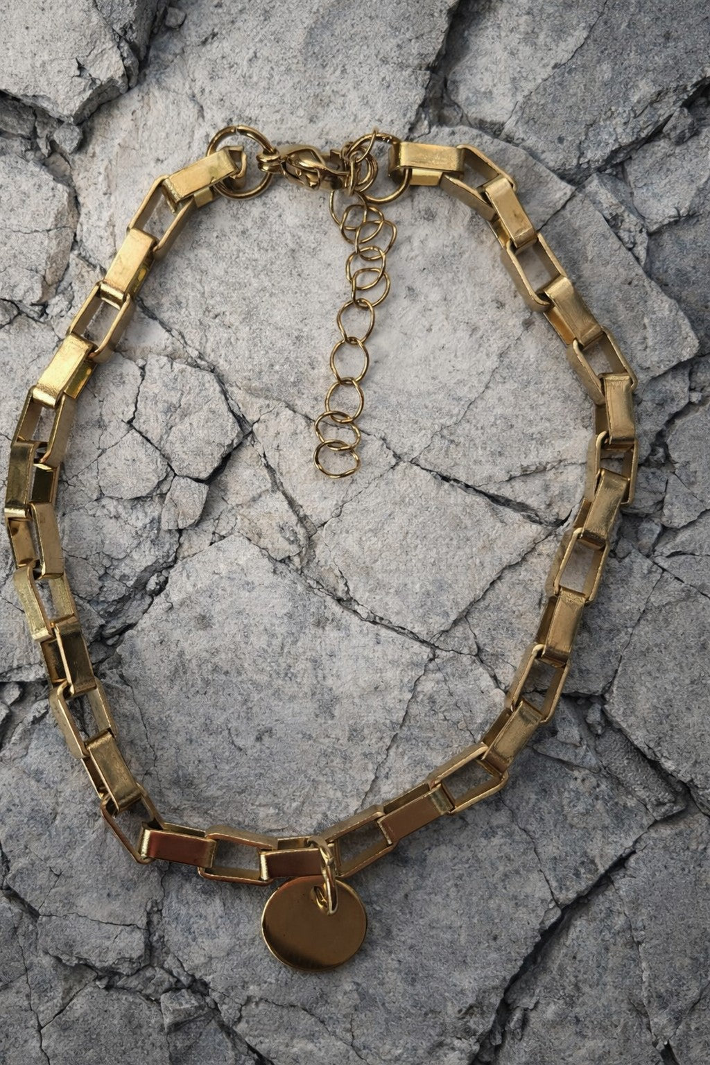 Gold Colour Cube Sequin Steel Anklet