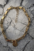 Gold Colour Cube Sequin Steel Anklet