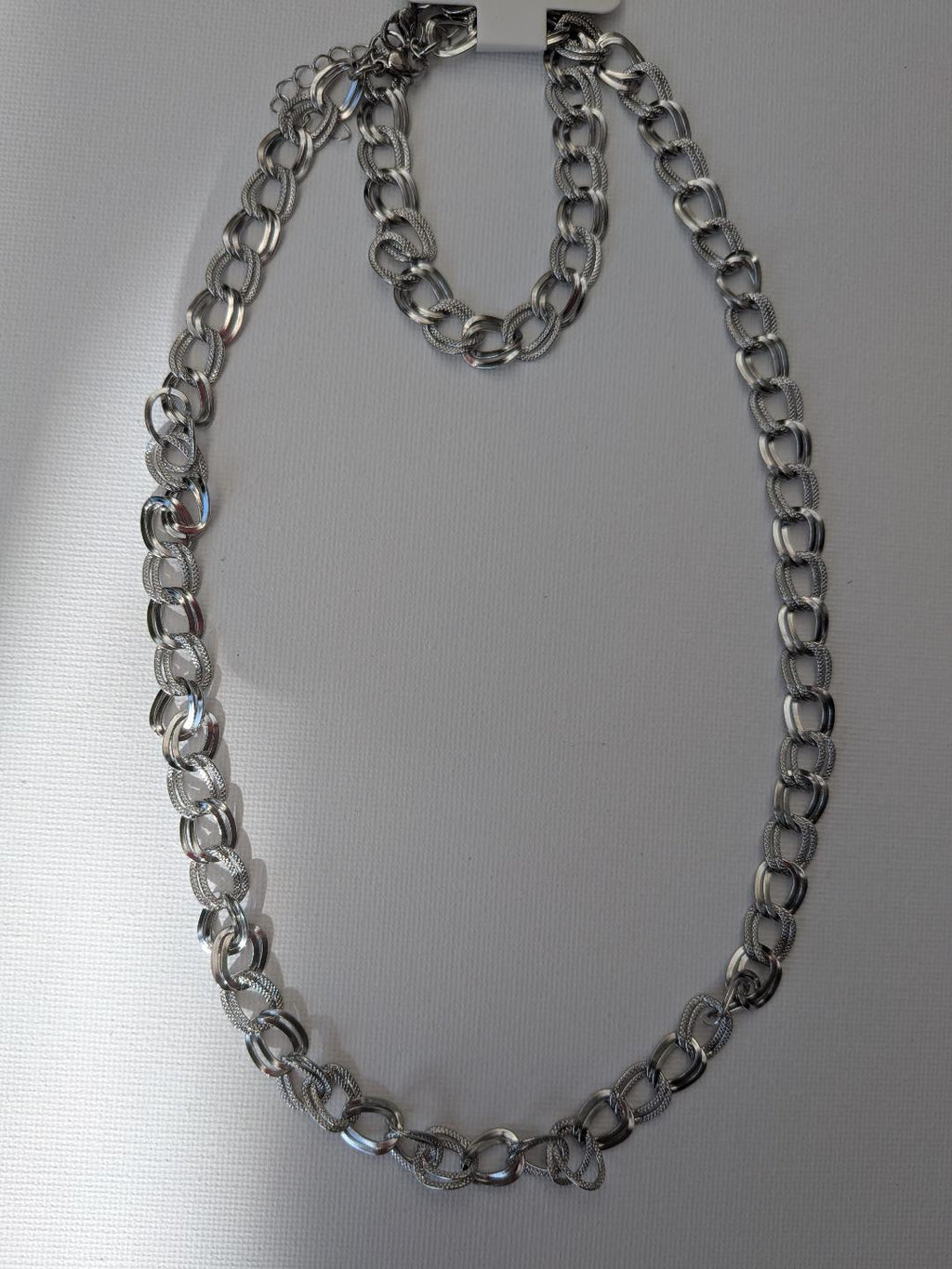 Silver Tone Chain Link Necklace and Bracelet Set
