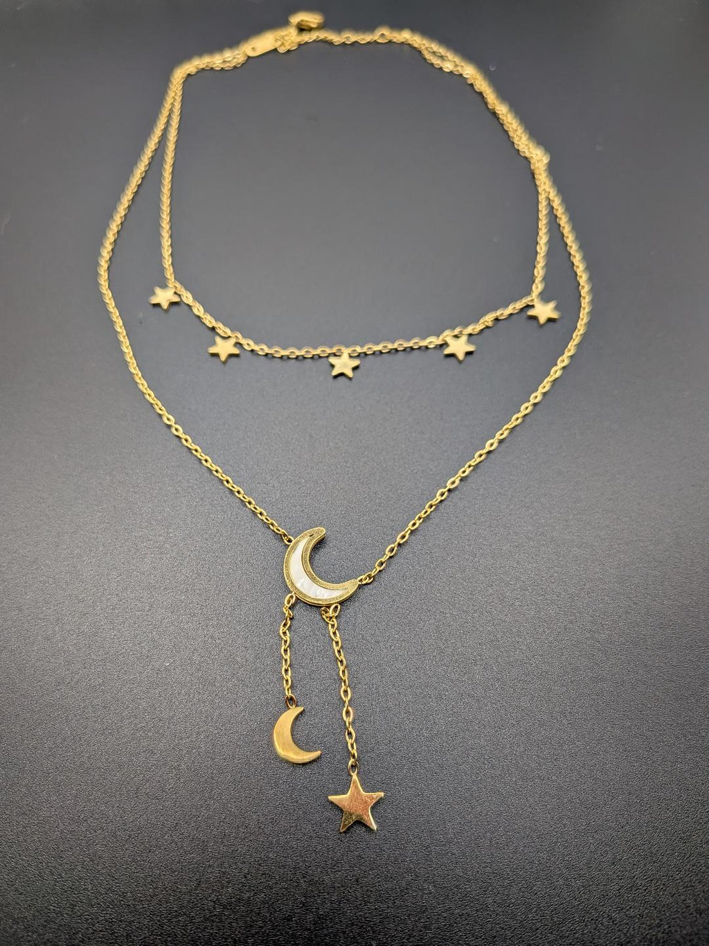 Moon and Star Layered Necklace