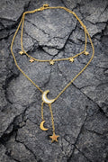 Moon and Star Layered Necklace