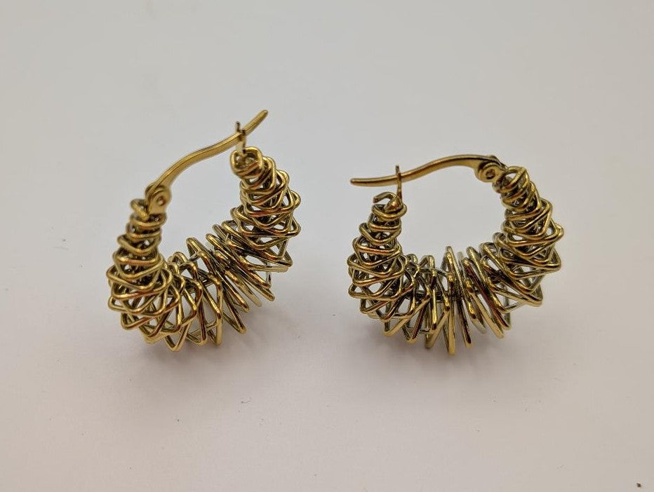 Stainless Steel Teardrop Hoop Earrings Real 18K Gold Plated