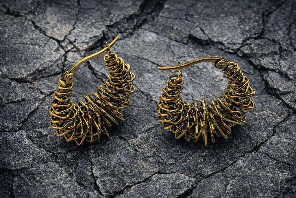 Stainless Steel Teardrop Hoop Earrings Real 18K Gold Plated