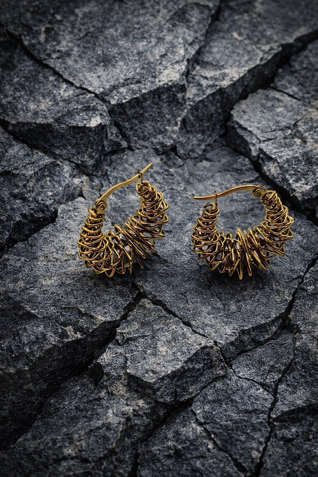 Stainless Steel Teardrop Hoop Earrings Real 18K Gold Plated